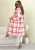 Długi płaszcz oversize w kratę Ismeray żółto-czekoladowy