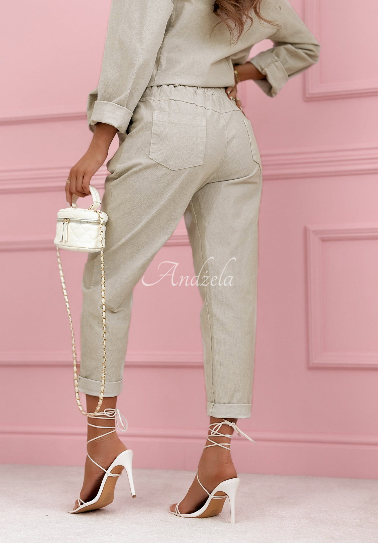 Goodbye Lovely beige cotton corduroy mom fit pants