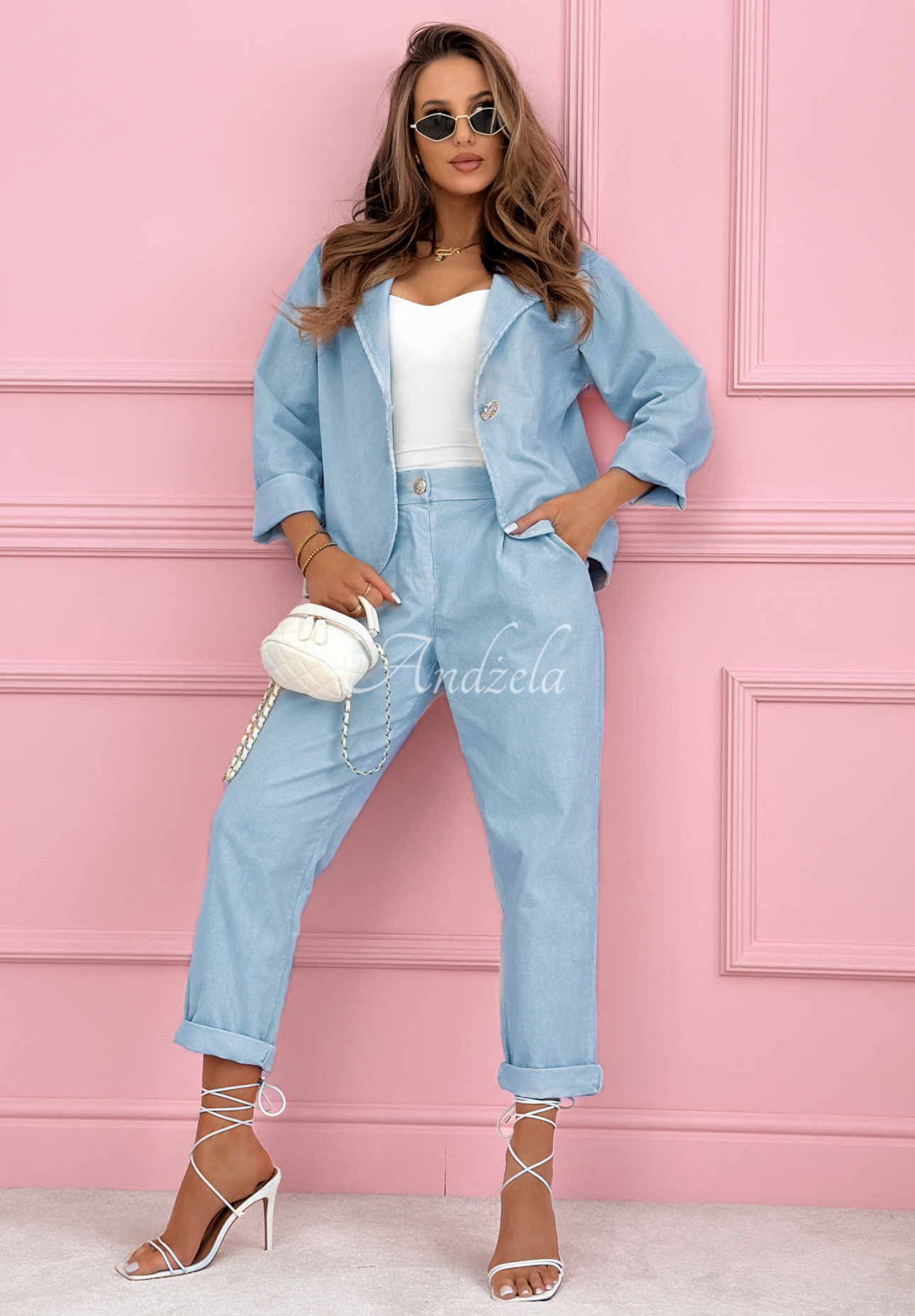 Mom-Fit-Hose aus Baumwollkord Goodbye Lovely Himmelblau