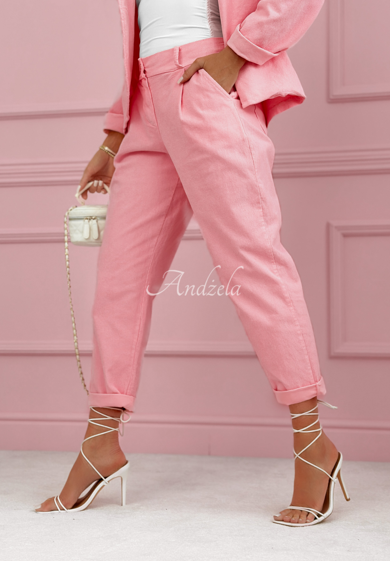 Goodbye Lovely pink cotton corduroy mom fit pants