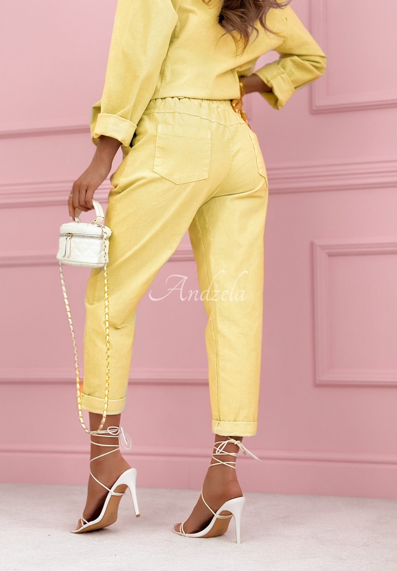 Goodbye Lovely yellow cotton corduroy mom fit pants