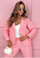 Sztruksowy komplet marynarka i spodnie Goodbye Lovely różowy