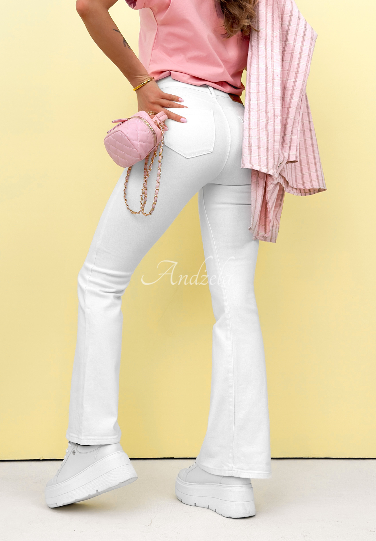 Schlaghose aus Denim Jocelyn Weiß