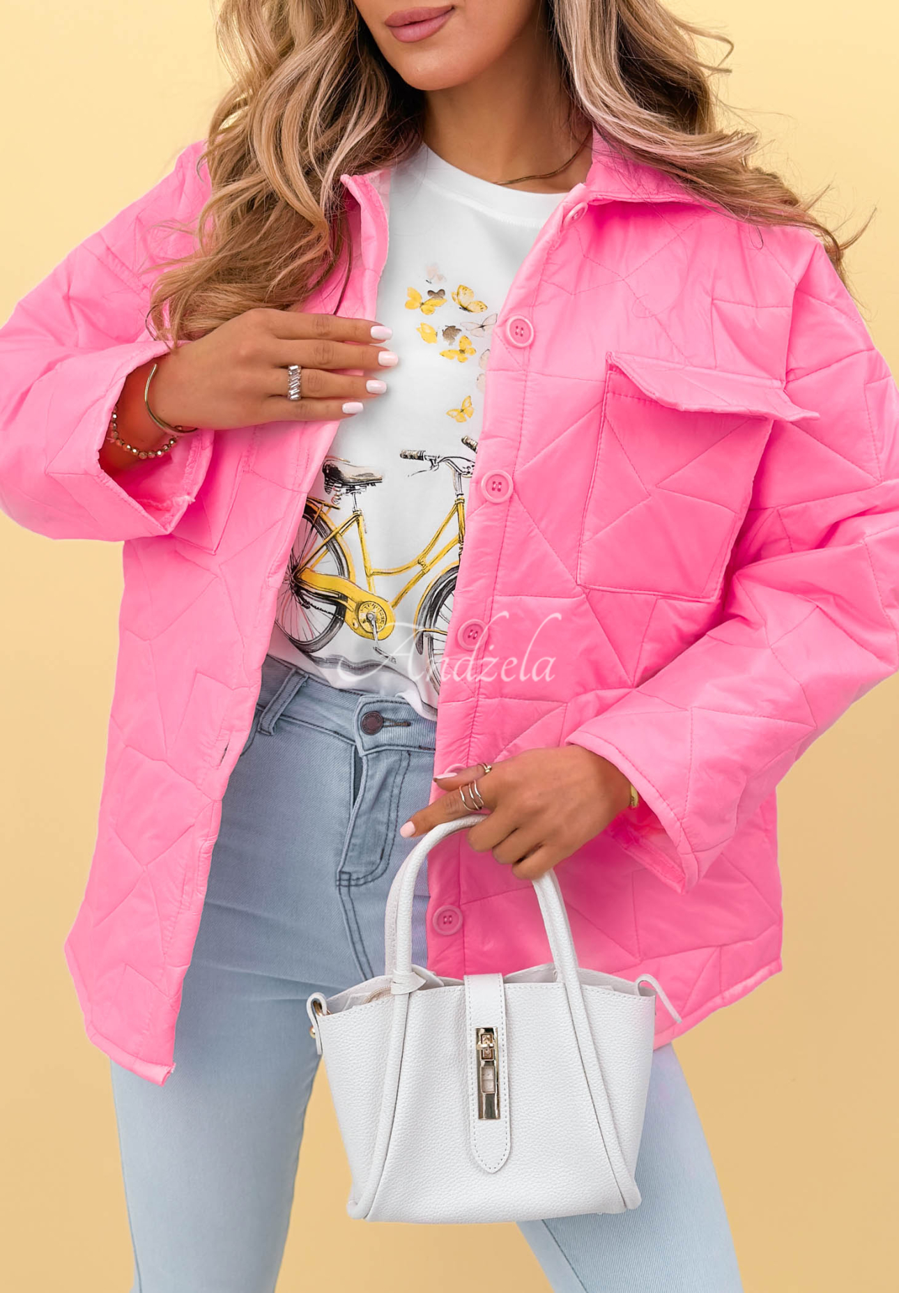 Gesteppte Jacke mit Kragen und Taschen Sunflower Rosa