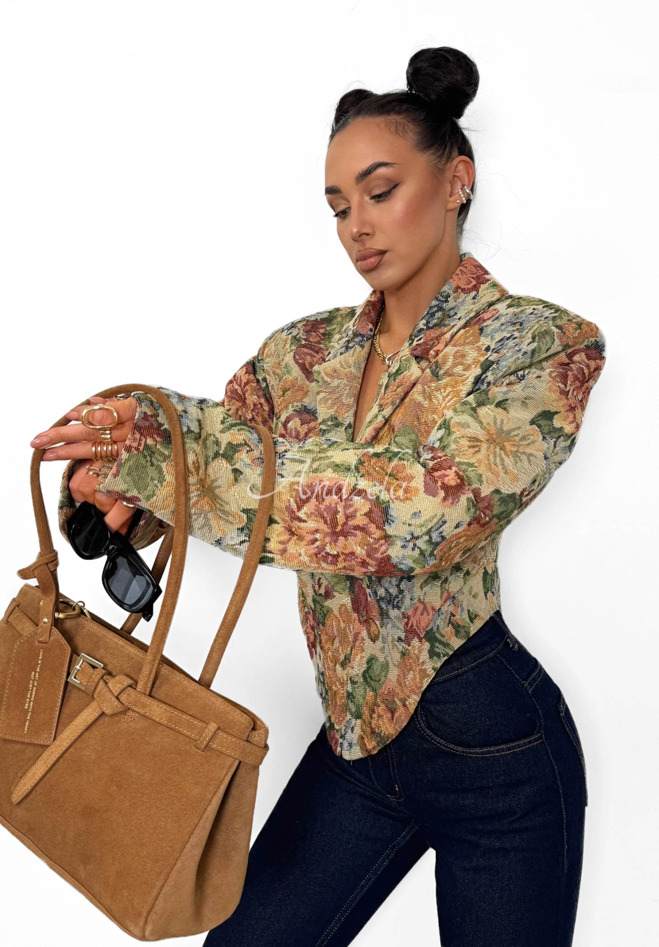 La Milla Amanda beige cotton jacquard corset jacket