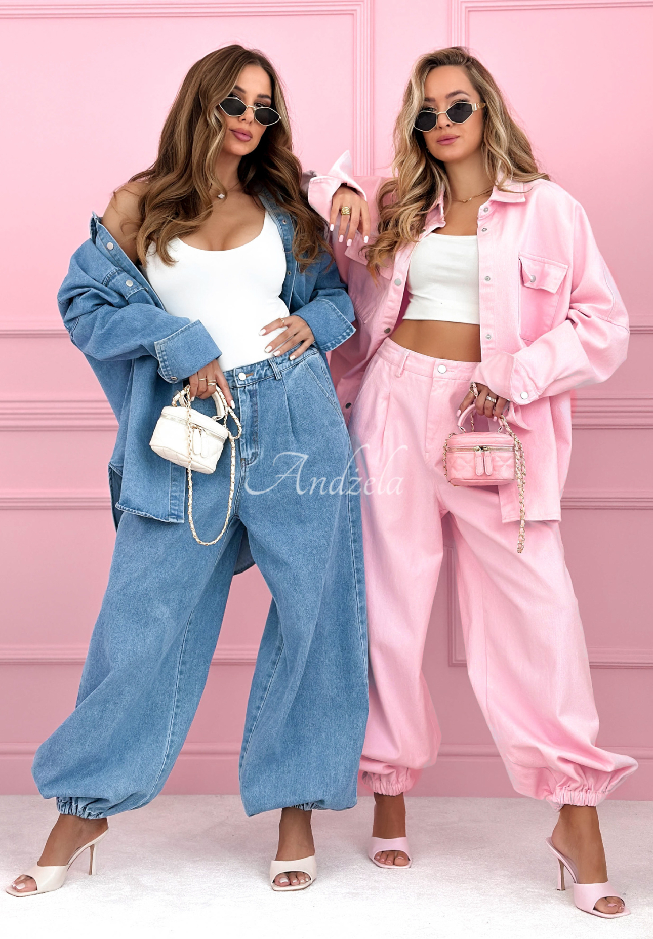 Jeans-Set: Hemd und Ballonhose Emmeline Hellblau