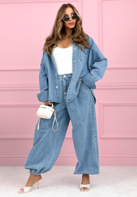 Jeans-Set: Hemd und Ballonhose Emmeline Hellblau