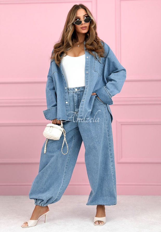 Jeans-Set: Hemd und Ballonhose Emmeline Hellblau