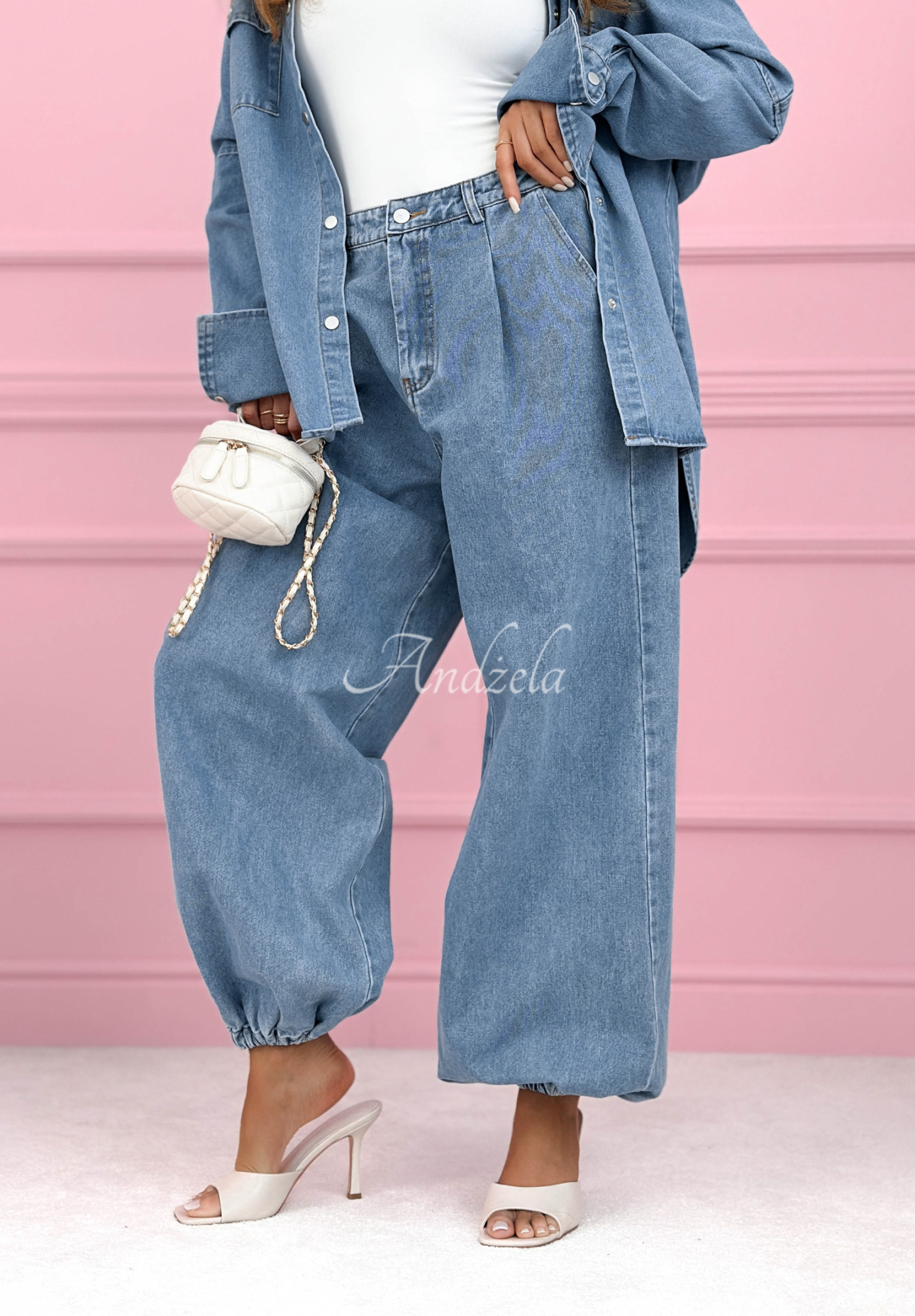 Jeans-Set: Hemd und Ballonhose Emmeline Hellblau