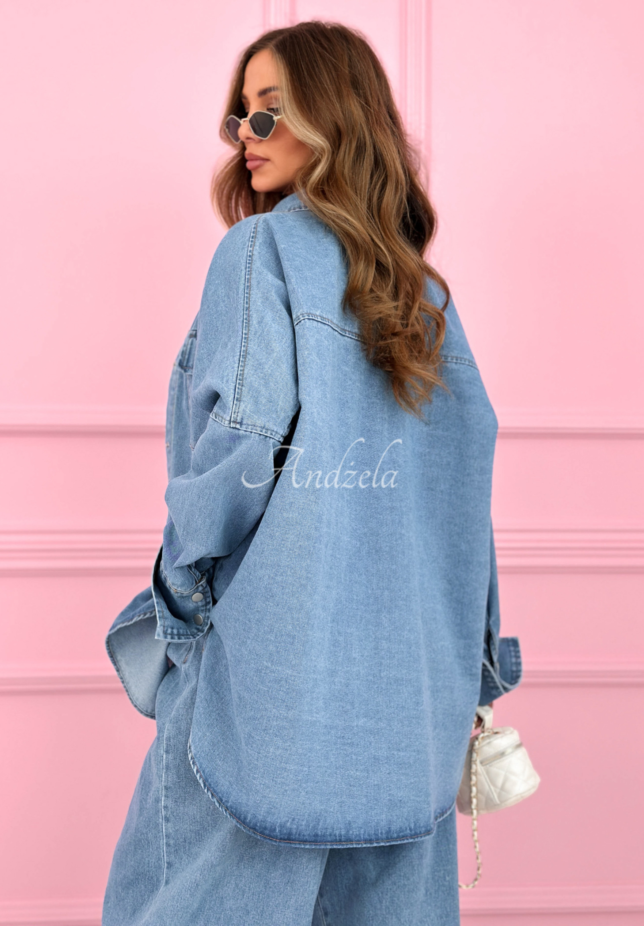 Emmeline blue denim shirt and balloon pants set