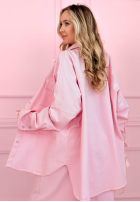 Jeansowy komplet koszula i spodnie balloon Emmeline jasnoniebieski