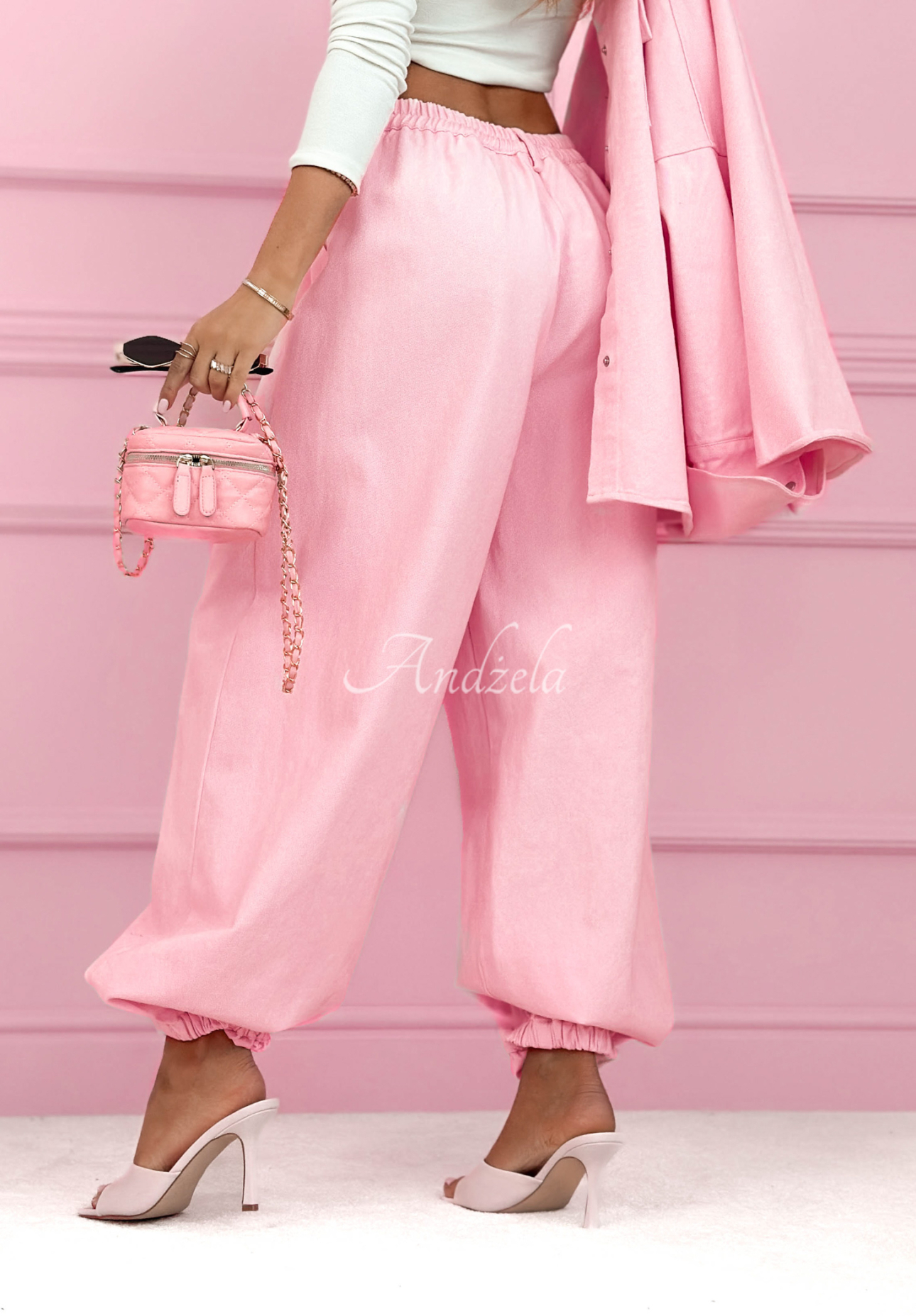 Jeans-Set: Hemd und Ballonhose Emmeline Puderrosa