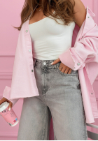 Spodnie jeansowe wide leg z kokardkami Aracello jasnoszare