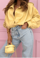 Hose Jeans mom fit z wiązaniem Annora Hellblau