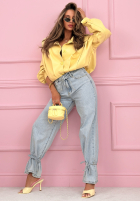 Hose Jeans mom fit z wiązaniem Annora Hellblau