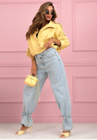 Hose Jeans mom fit z wiązaniem Annora Hellblau