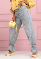 Hose Jeans mom fit z wiązaniem Annora Hellblau