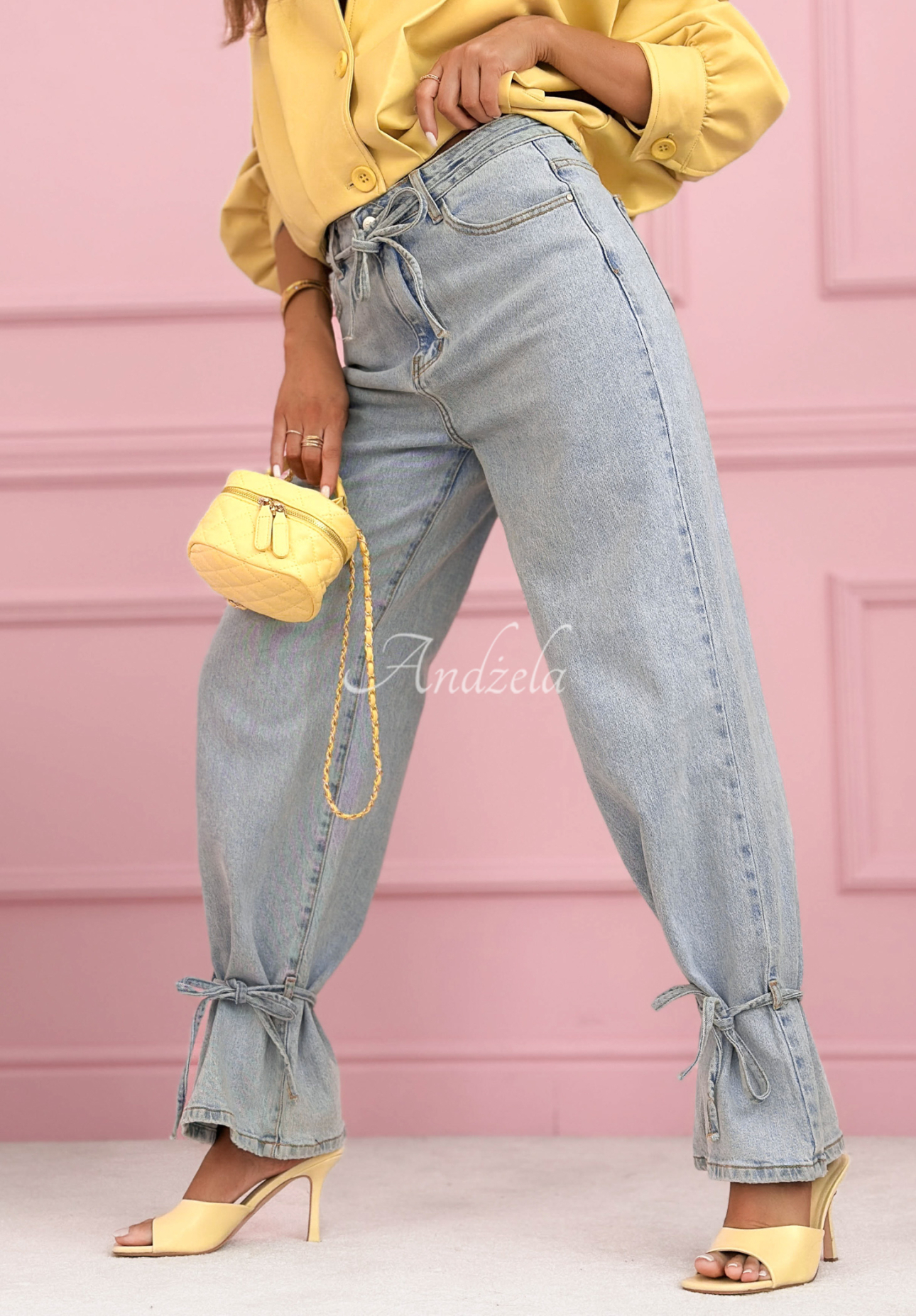 Jeans wide leg mit Bindebändern Annora Hellblau