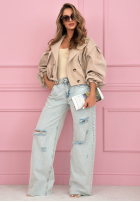 Hose Jeans wide leg z przetarciami Claribel Hellblau