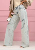Hose Jeans wide leg z przetarciami Claribel Hellblau