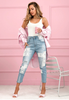 Hose Jeans skinny z koronkowymi naszywkami Funny Times Hellblau