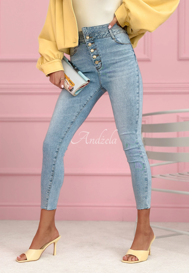 Skinny Jeans mit Kristallen Amy Blau
