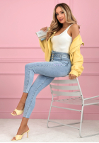 Spodnie jeansowe skinny z kryształkami Amy niebieskie