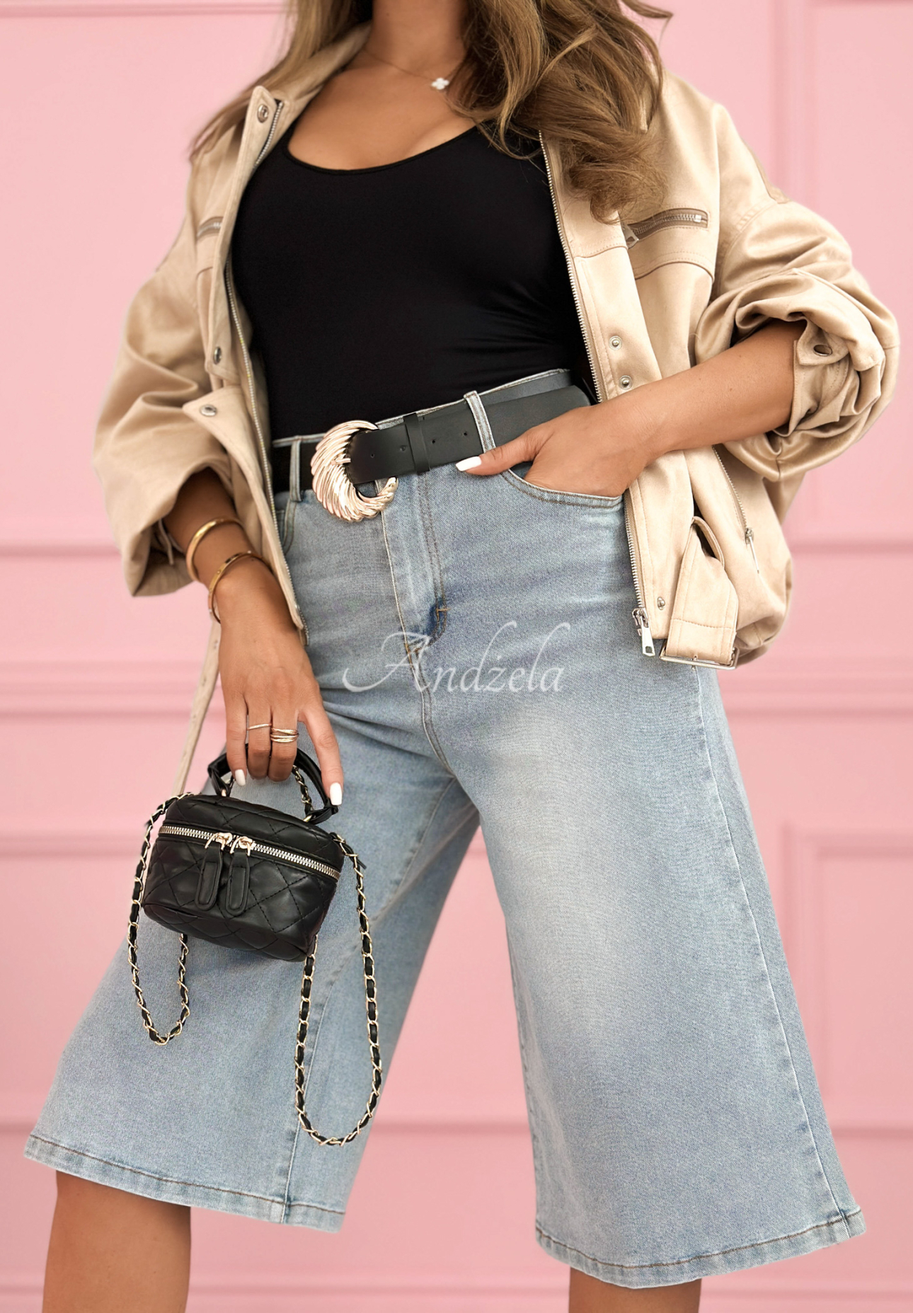 Buffalo River light blue wide-leg denim Bermuda shorts