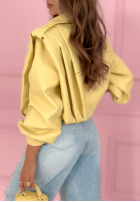 Krótka skórzana Jacke z kołnierzem Valleria Pistaziengrün