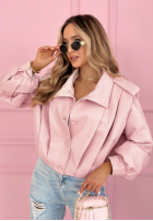 Krótka skórzana Jacke z kołnierzem Valleria Pistaziengrün