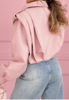 Krótka skórzana Jacke z kołnierzem Valleria Pistaziengrün