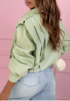 Krótka skórzana Jacke z kołnierzem Valleria Pistaziengrün