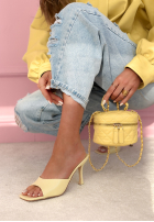 Skórzane klapki na szpilce Ophelia błękitne