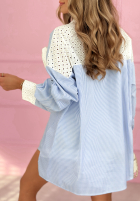 Ażurowa Hemd w paski z różą Blue Rose niebiesko-Weiß