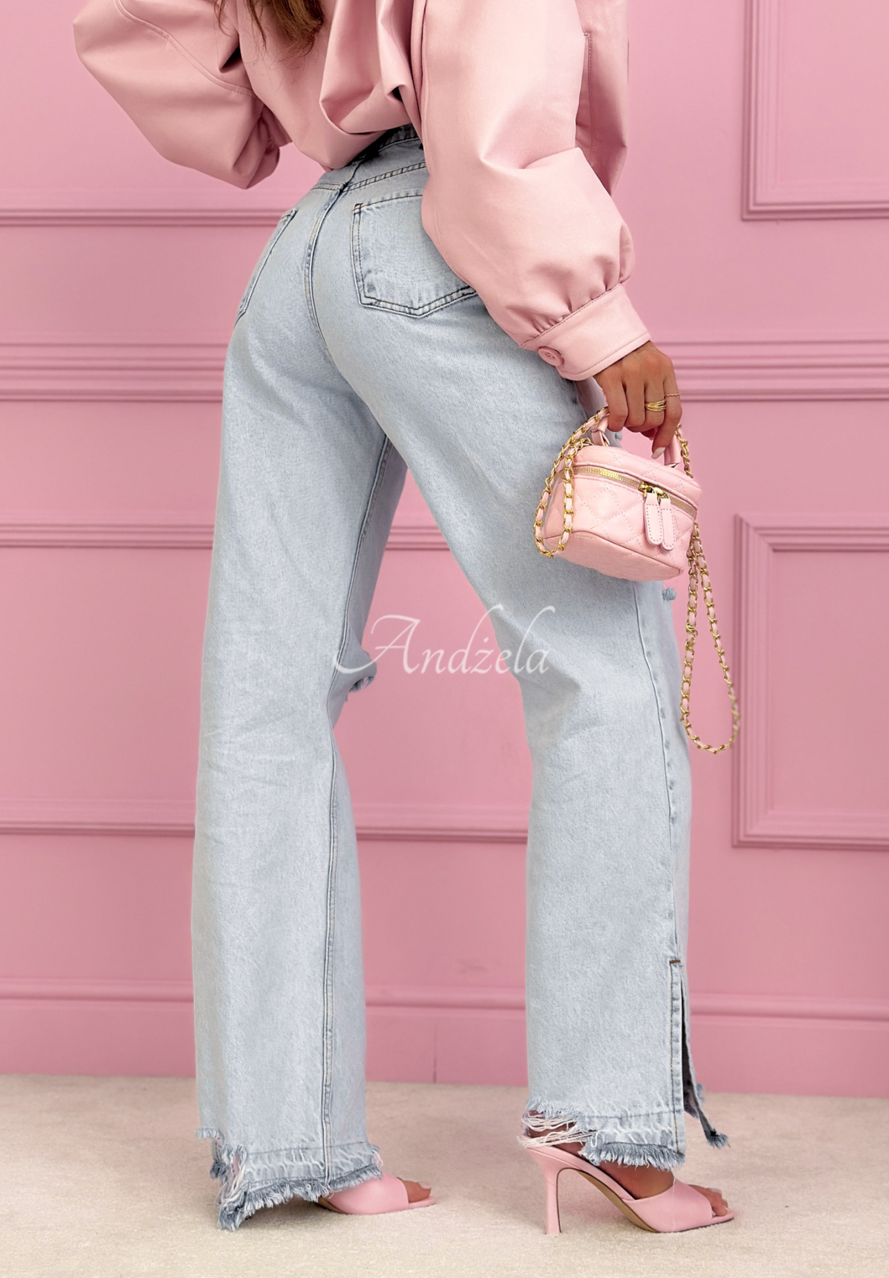 Jeans wide leg im Used-Look Ivette Hellblau