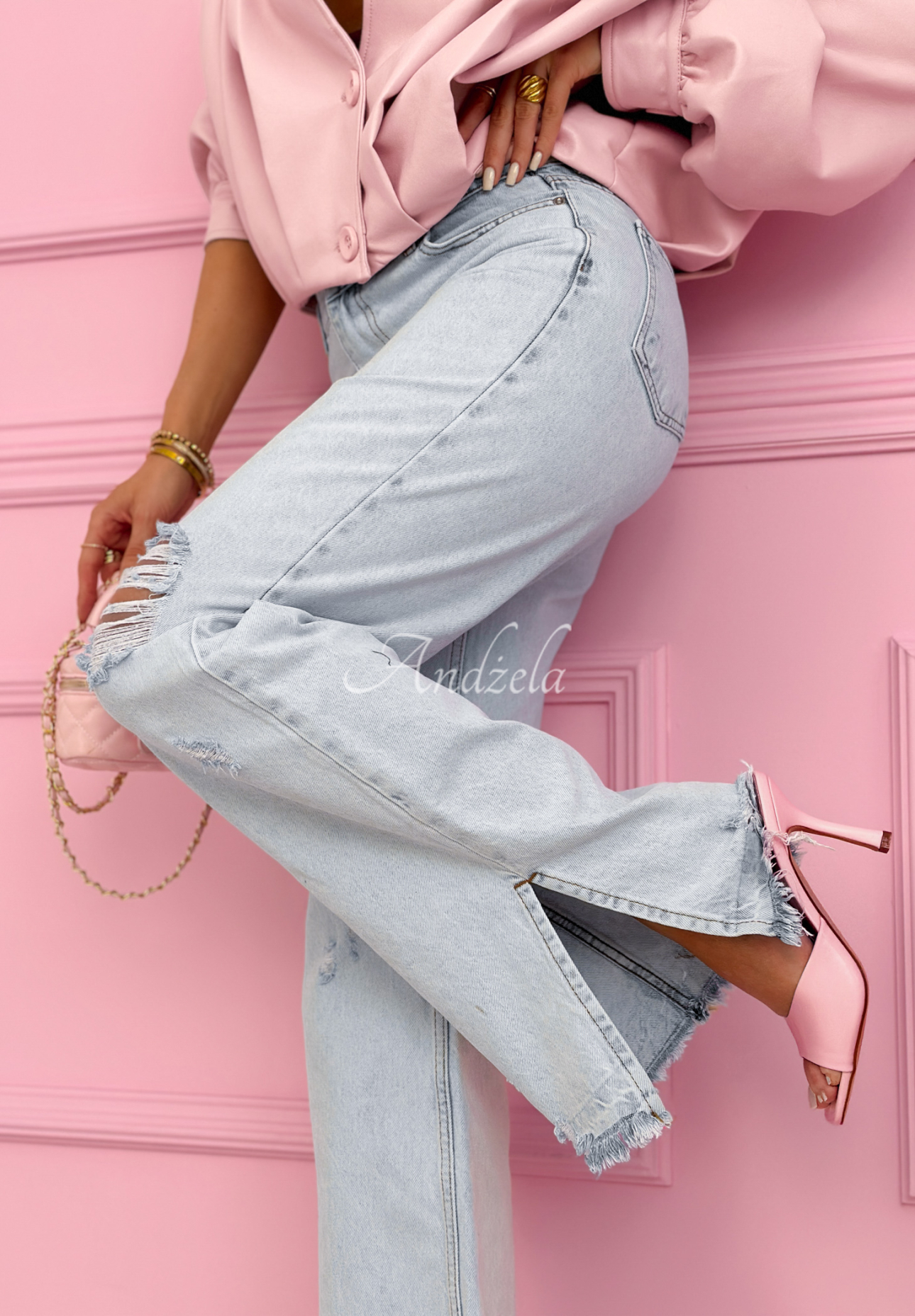 Ivette light blue wide-leg jeans with abrasions