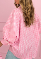 Hemd w kratę z bufkami i koronką Dolores Rosa