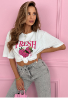 T-Shirt z nadrukiem Fresh Strawberries Weiß