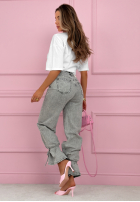 Hose Jeans mom fit z wiązaniem Annora Hellblau