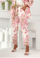 Garnitur damski w kwiaty Jasmine biało-Rosa