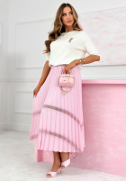 Plisowana Rock maxi Linnea Puderrosa