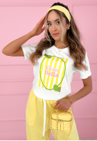 T-Shirt z nadrukiem Ciao Bella biało-Rosa