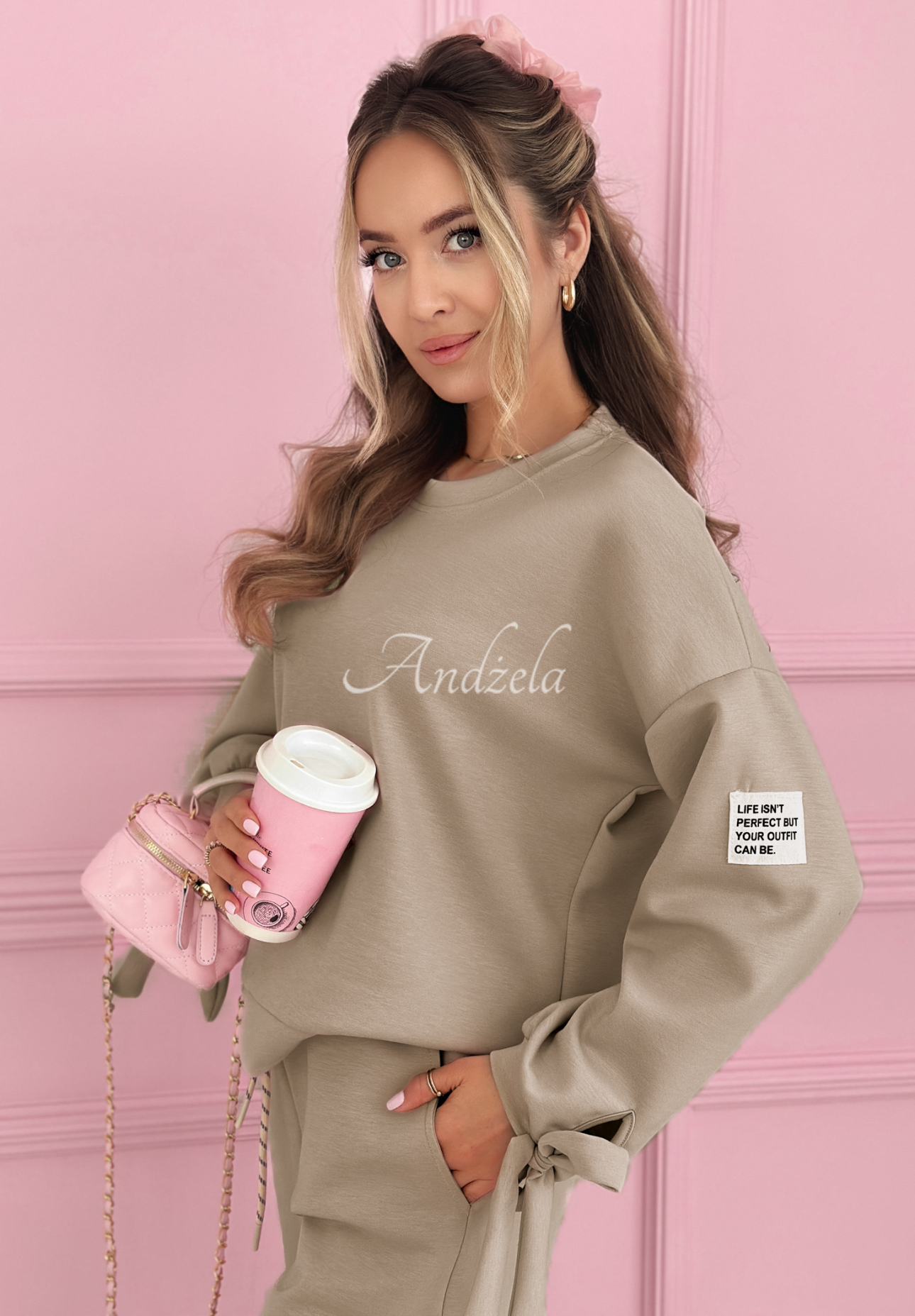 Viskose-Trainingsanzug-Set Peyton Mokkafarben