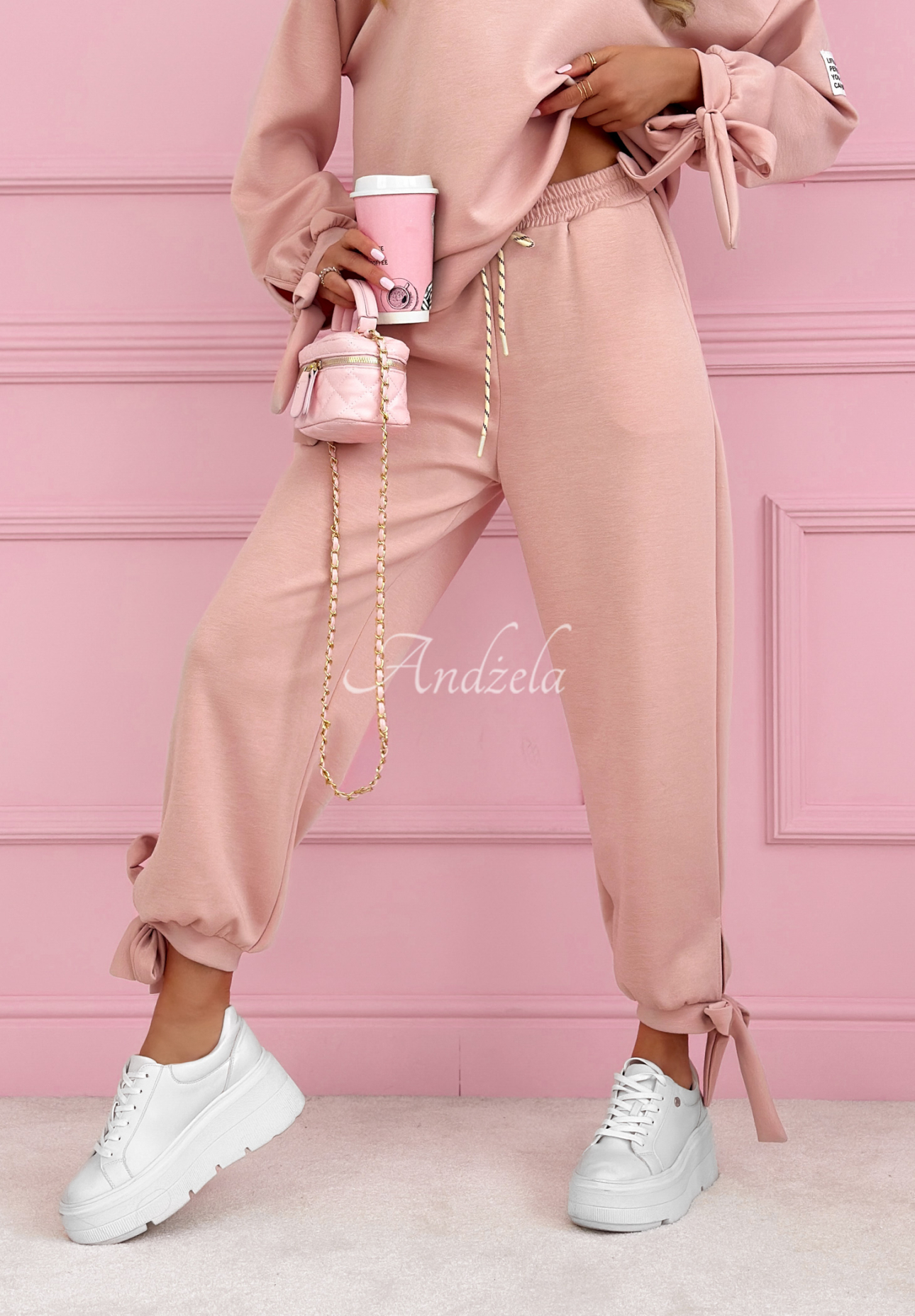 Peyton powder pink viscose tracksuit set