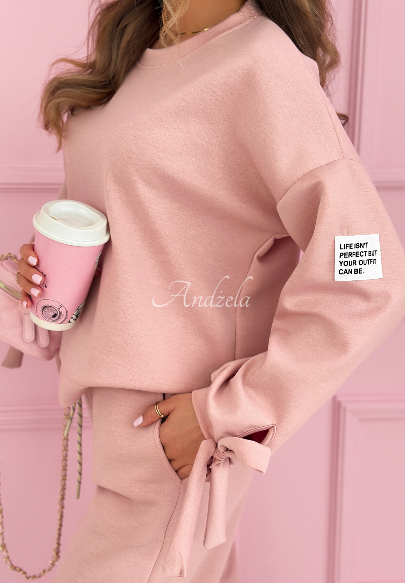 Peyton powder pink viscose tracksuit set