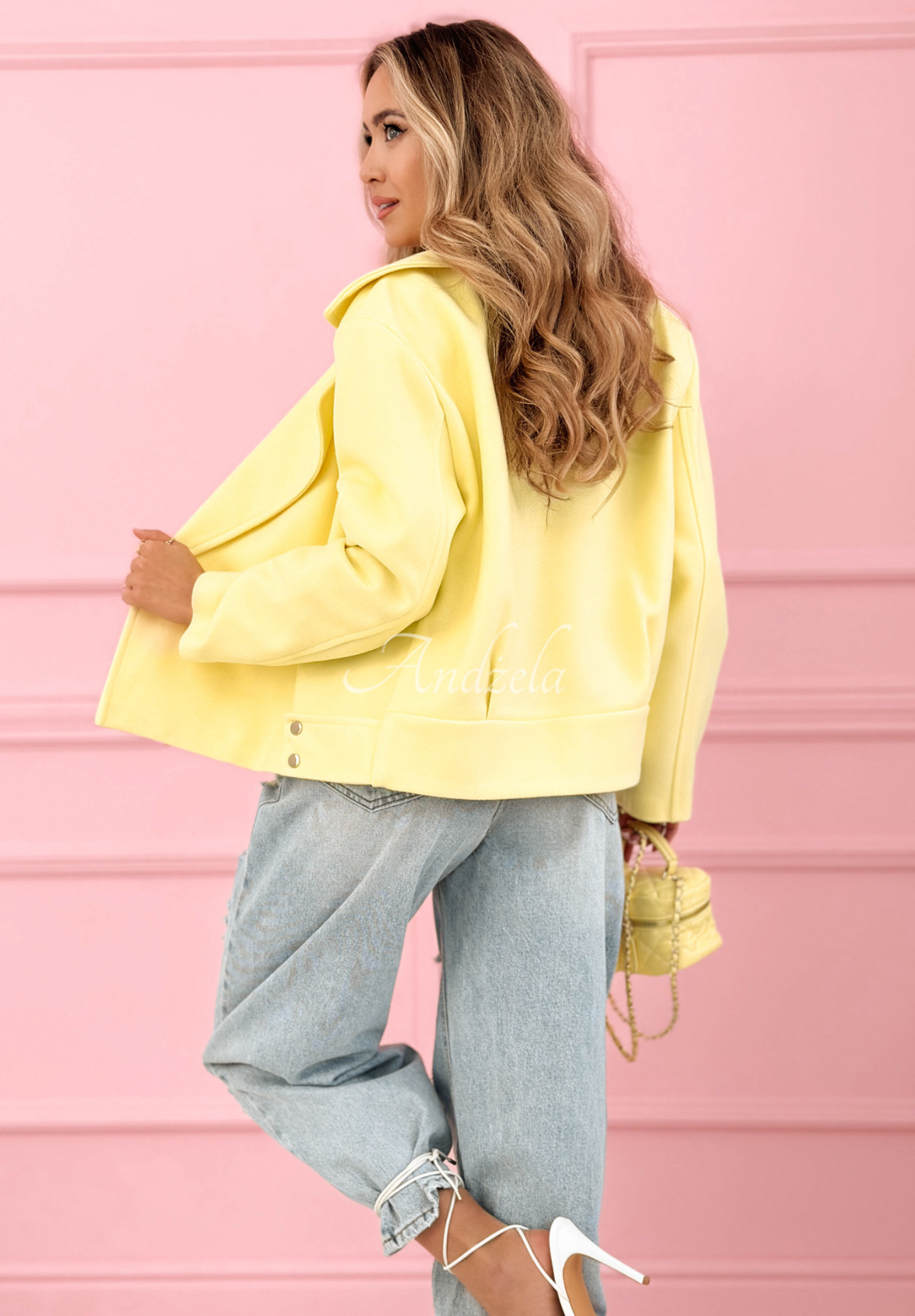 Sylvie short wool coat, yellow