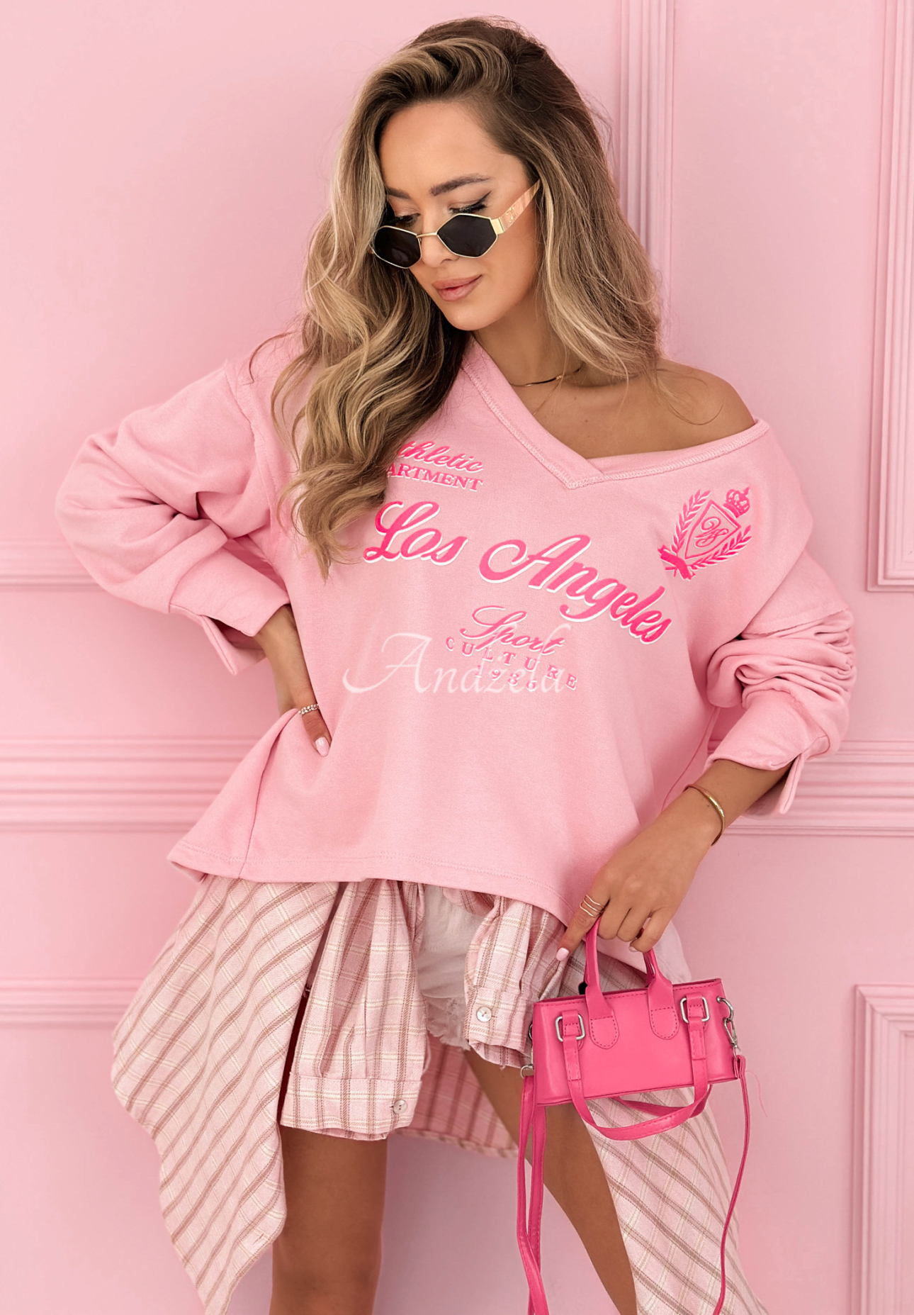 Asymmetrisches Baumwoll-Sweatshirt LA Athletic Rosa