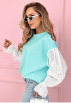 Sweatshirt z ażurowymi rękawami Leonora Rosa