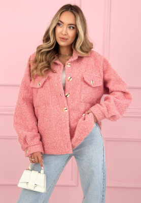 Anyana powder pink short sheepskin jacket