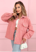 Krótka kurtka sherpa kożuszek Anyana błękitna